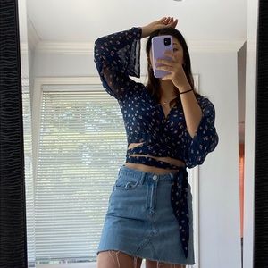 Floral Cropped wrap top